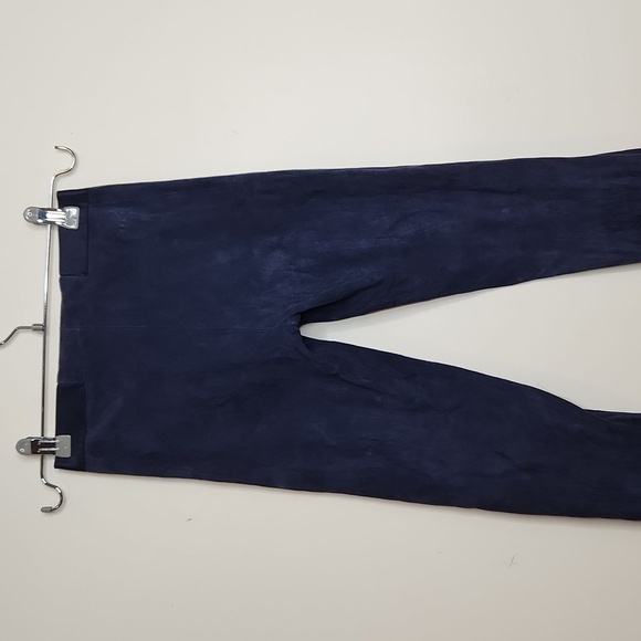 Alice+ Olivia Lambskin Blue Suede Zip Front Skinny Pants Size 00 Women - Picture 11 of 12